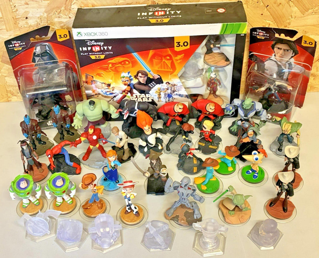 Disney Infinity 3.0 Figures Bundle - 30+  Loose,3 x Boxed & With Xbox 360 Game