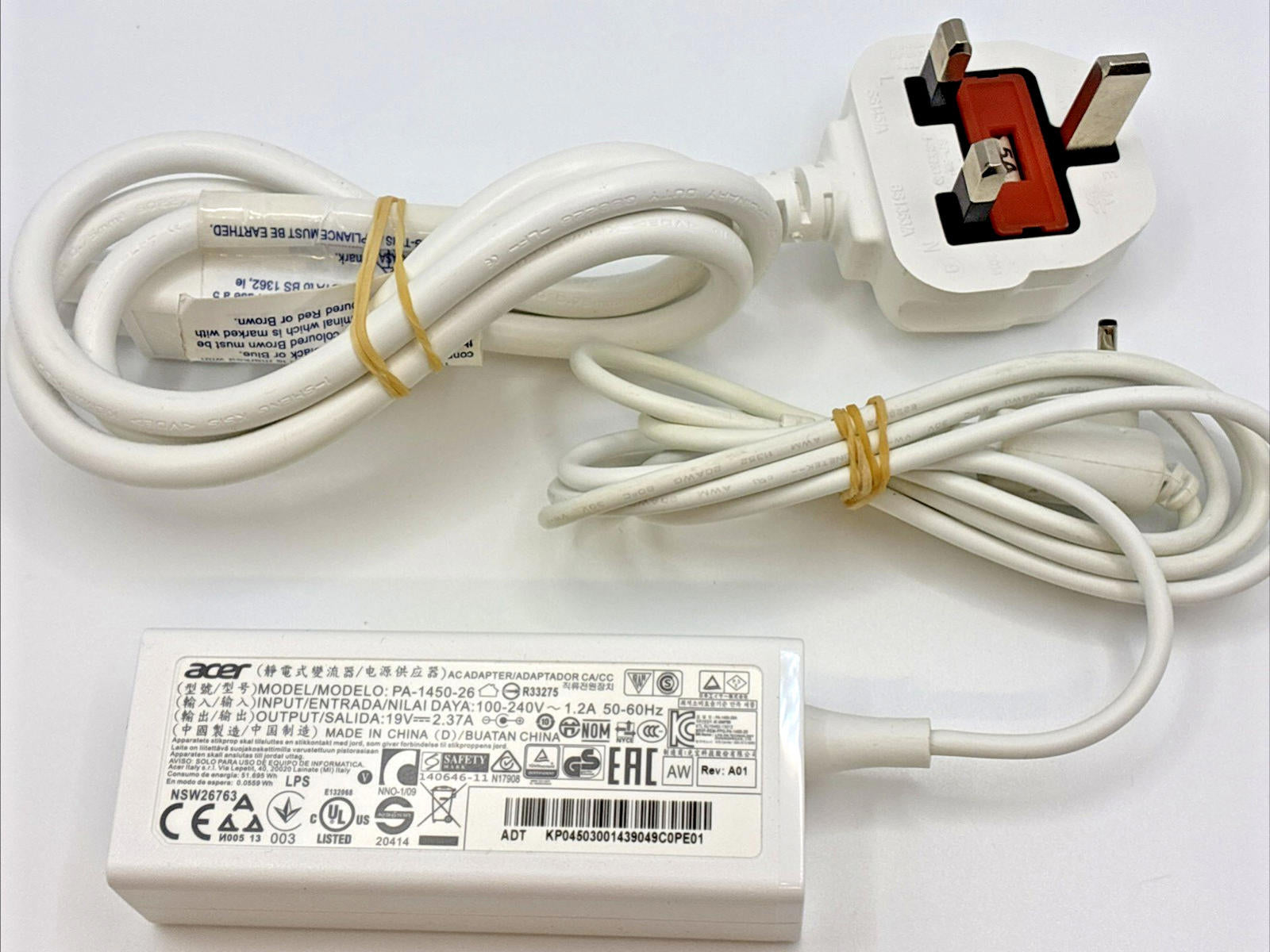 Acer White AC Adapter Model PA-1450-26 Laptop Power Supply Complete Tested