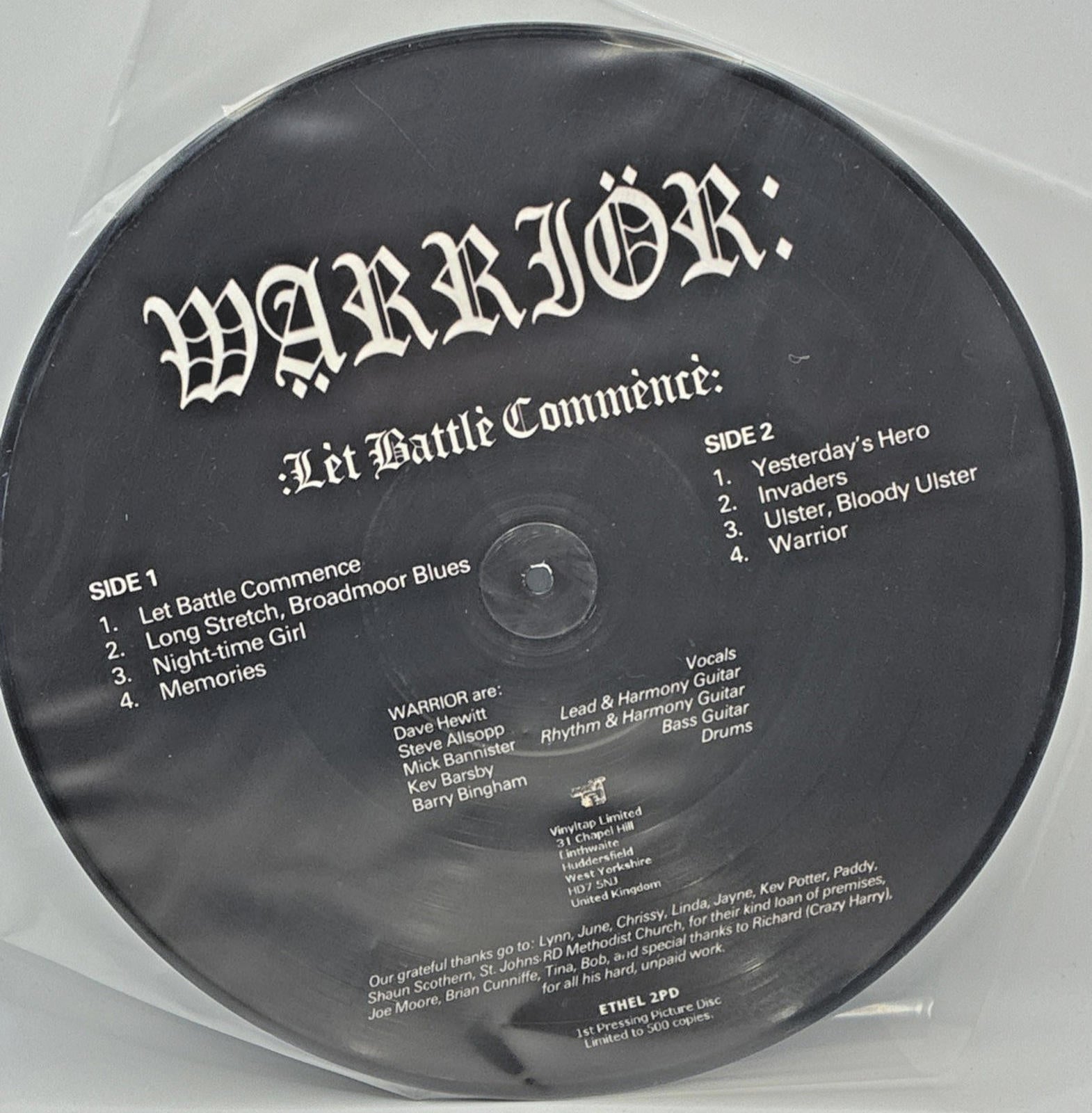 Warrior Let Battle Commence Picture Disc Vinyl ETHEL2PD Invaders New/Sealed